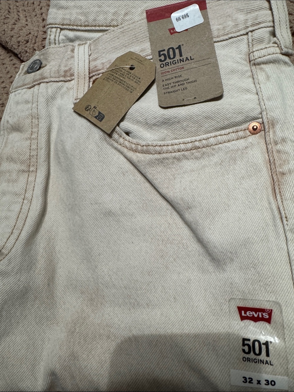 Levi's 501 Original Straight Jeans in Off-White